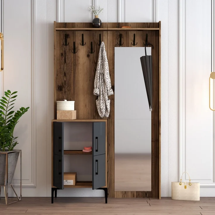 Skye Decor 'Berlin BC - Walnut, Anthracite' Garderobe, Walnuss / Anthrazit, 120 x 200 x 35 cm – Bild 3