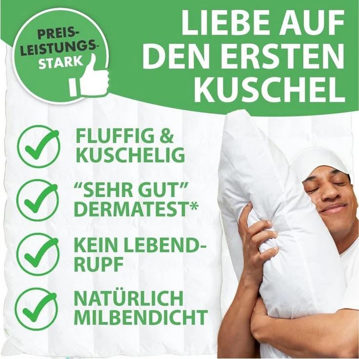 Welldora 4-Jahreszeitenbett, Komfort Bettdecke, Fachärztlich geprüft, Oeko-Tex, Allergiker, Füllung: 100% Extraweiche Federn & Daunen, Ganzjahres Federbett – Bild 3