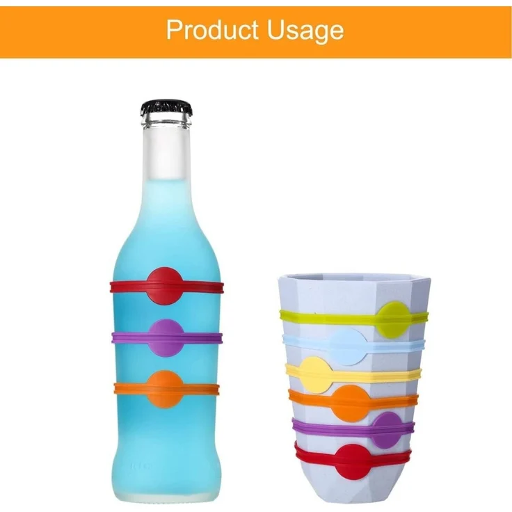 FELIXLEO Küchenorganizer-Set Glasmarkierer Silikon Wiederverwendbar Bunt Weinglas Marker, (24-tlg) – Bild 2