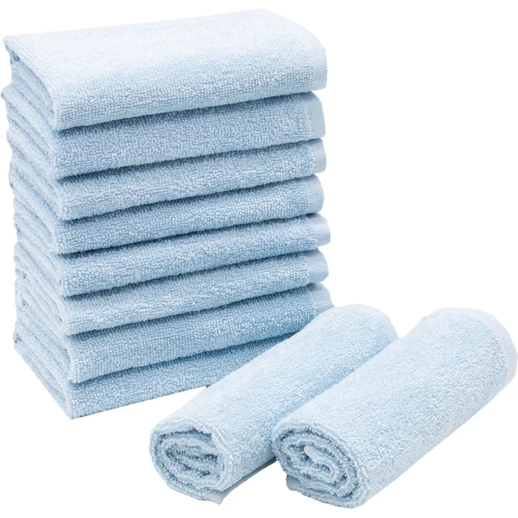 ZOLLNER 10er Set Seiftücher, 30x30 cm, 100% Baumwolle, hellblau – Bild 1