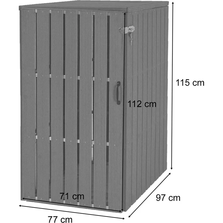 XL 1er-/2er-WPC-Mülltonnenverkleidung HWC-J28, Mülltonnenbox, Metall Holzoptik, erweiterbar ~ braun – Bild 4