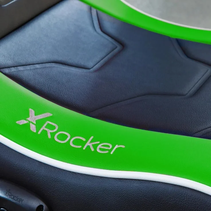 X Rocker Shadow 2.0 Floor Rocker Gaming Kinder Sessel mit 2.0 Audiosystem - Grün/Schwarz/Weiß – Bild 4