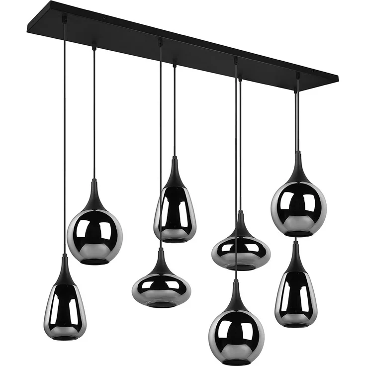 Hängeleuchte, Metall schwarz, Glas chrom bedampft, H 150 cm – Bild 10