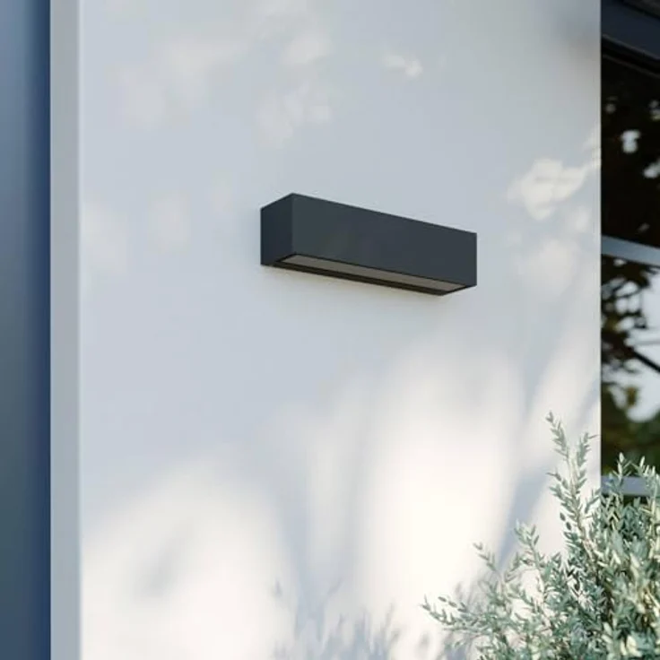 Lucande LED Wandleuchte außen Lengo, 1-flammig, Schwarz, Aluminium, IP65 wasserdicht für Terrasse und Garten – Bild 4
