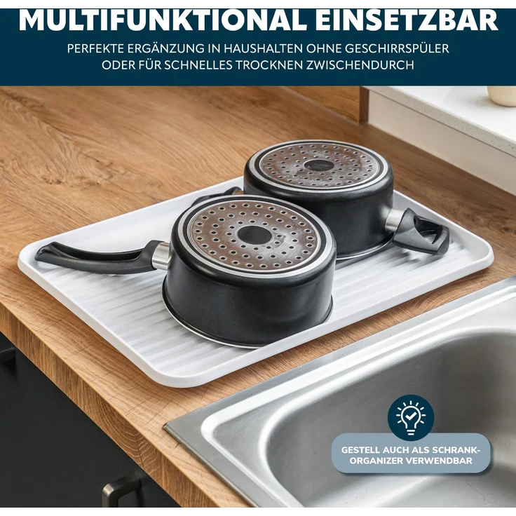 eluno Abtropfgestell mit Besteckhalter aus Metall und Kunststoff in Weiß, ca. 43 x 15,5 x 32 cm – Bild 6
