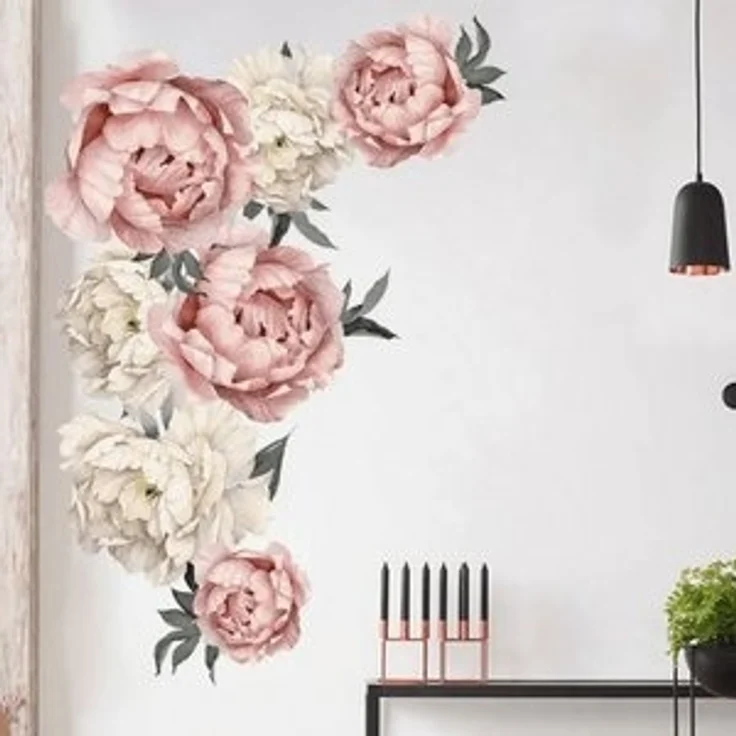 Montegoni Wandtattoo Pfingstrose Rosenblüten Wandsticker (Wandaufkleber Deko für Wohnzimmer,Mädchenzimmer), wasserdichte abnehmbare – Bild 6