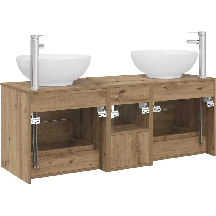 vidaXL Badezimmerschrank-Set 3 stk. Artisan-Eiche 129 x 44,5 x 80 cm 3405906 – Bild 8