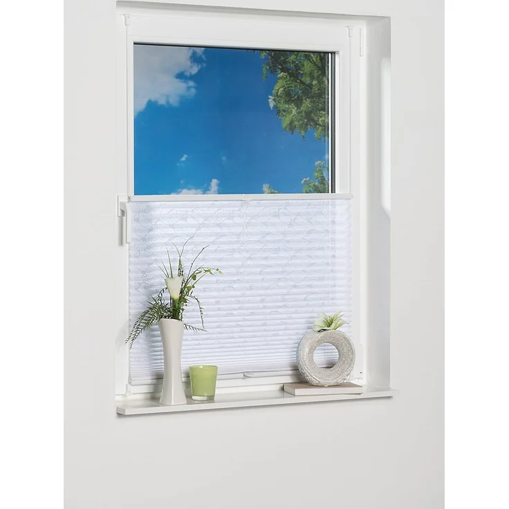 K-home Klemmfix-Plissee , Ausbrenner Stoff, weiß, 80x210 cm (B x L) – Bild 3