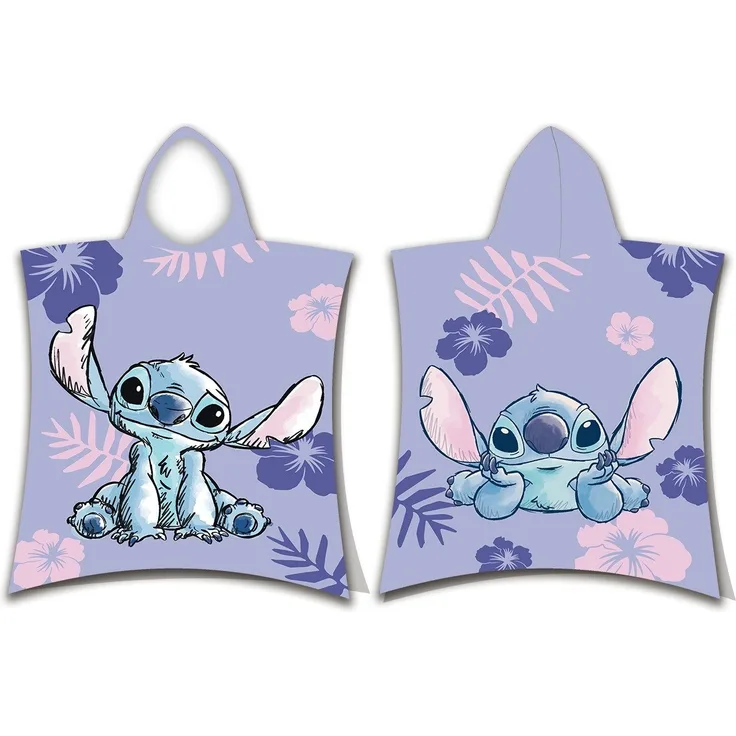 Lilo & Stitch Badeponcho 50 × 115 cm aus Baumwolle Badetuch mit Kapuze