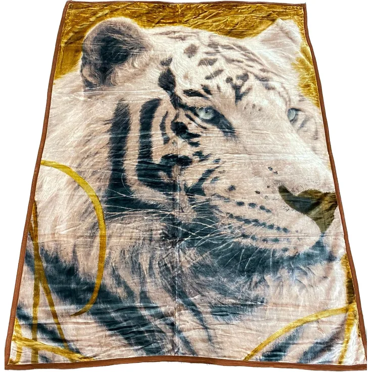 Almina Decke 200x240cm 2 Personen Weißer Tiger Tagesdecke Kuscheldecke Wohndecke Fleecedecke Bettdecke Motiv 4