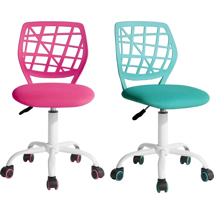 FurnitureR 2 Stück Home Office Stuhl, ergonomisch, verstellbar, Höhe Swivel Rolling, Computerstuhl für Zuhause, Büro und Studie, Metall, Türkis, 38,5 x 40 x 75 cm – 87 cm