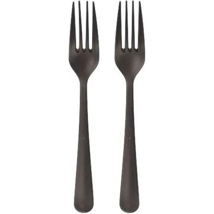 10 "Circulware" Mehrweg-Gabeln PP-MF 19 cm schwarz "Gaia" extra stabil