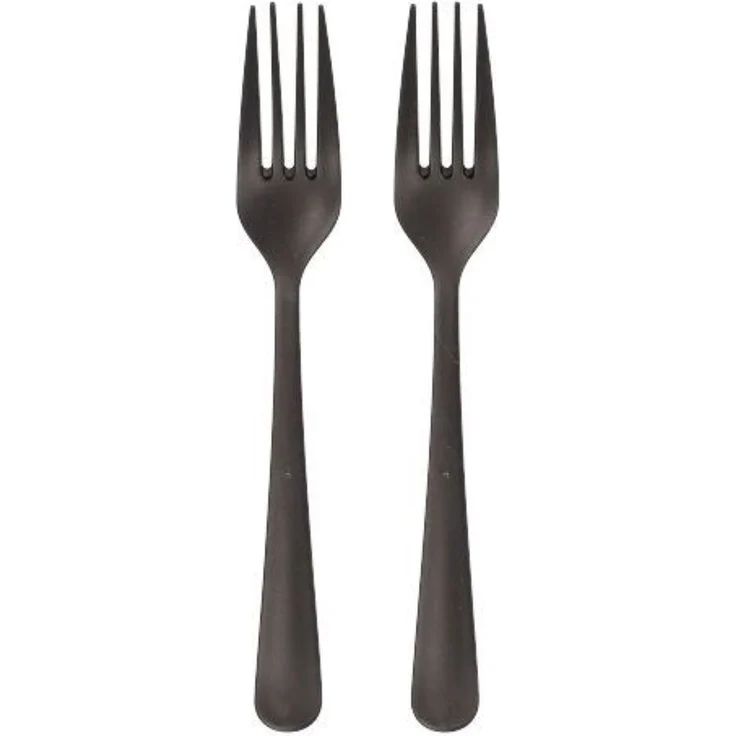 10 "Circulware" Mehrweg-Gabeln PP-MF 19 cm schwarz "Gaia" extra stabil