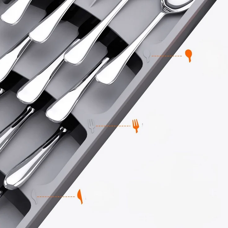 Lifewit Besteckeinsatz Grau Graukompakter Besteckkasten für die Küchenschublade (1 St) – Bild 3