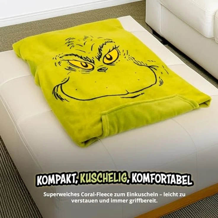 Wohndecke The Grinch TV Decke mit Ärmeln und Taschen Kuscheldecke 130 x 170 cm, United Labels® – Bild 4