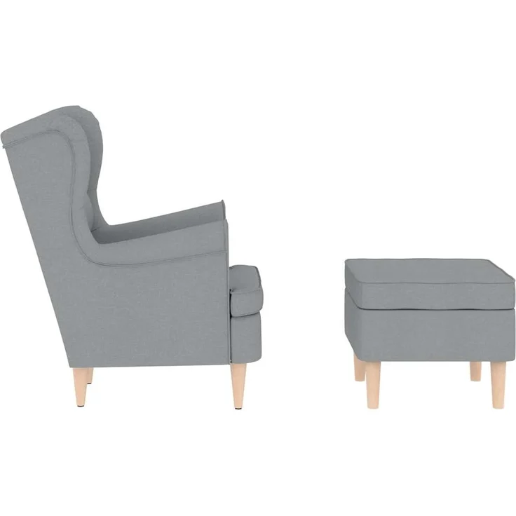 vidaXL Sessel mit Fußhocker Hellgrau Stoff 3307989 – Bild 4