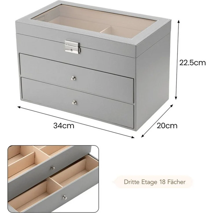 Youyijia Aufbewahrungsbox Brillenbox Eleganter Brillenkoffer aus Kunstleder mit Sichtfenster – Bild 2