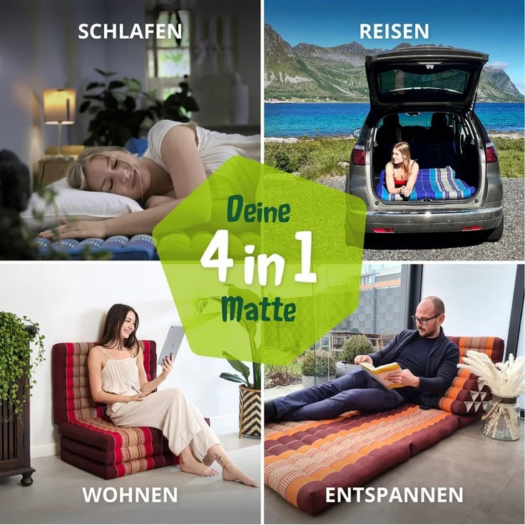 Klappmatratze Faltmatratze 80 cm (Classic) - 200x80x8cm, livasia, 8 cm hoch, Kapok, vegan, handgefertigt – Bild 2