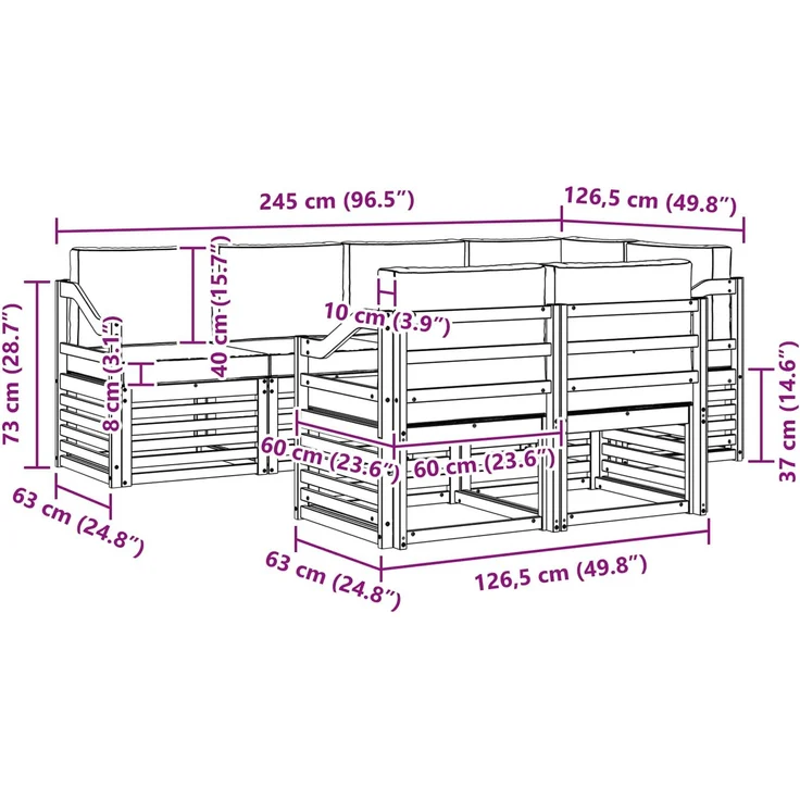 vidaXL Outdoor-Sofagarnitur 7 stk. 7-Sitzer Weiß und Creme Polyester 3392010 – Bild 7