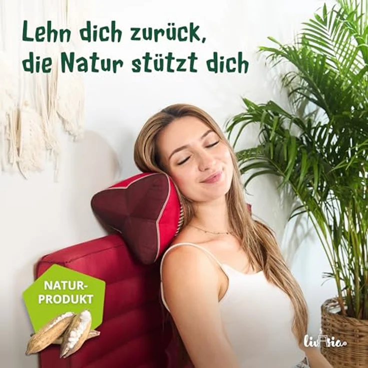 livasia Nackenstützkissen Knochenkissen, vegan und handgefertigt, Ø 15x32cm, Kapok – Bild 3