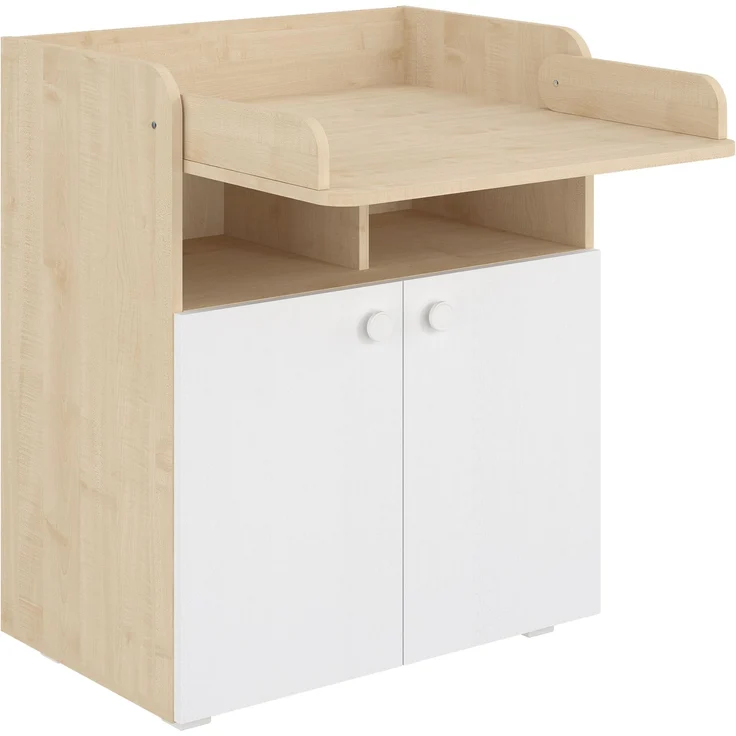 Shefa Kids Wickelkommode 700 Basic - Weiß/Natur - 70 cm Breite - Abnehmbarer Aufsatz – Bild 2