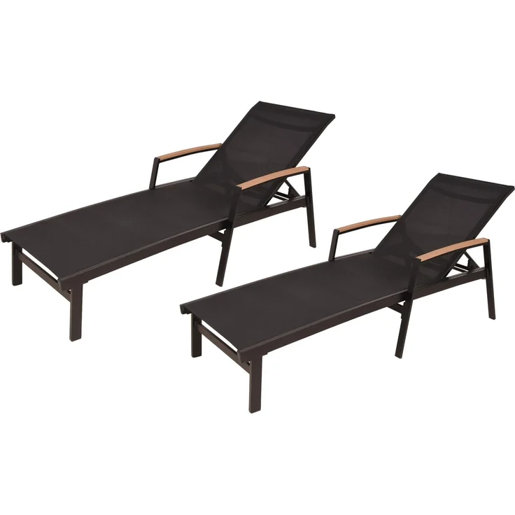 Sonnenliege MARIA 2er Set Verstellbar Natur Eukalyptus | Gartenliege Relaxliege Wetterfest – Bild 1