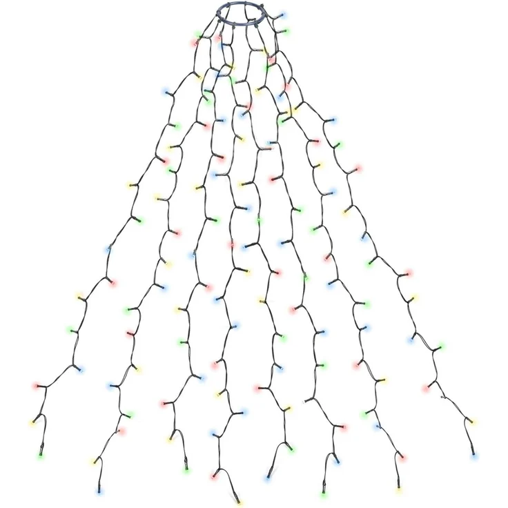 SALCAR 2m Christbaumbeleuchtung mit Ring und 8 Girlanden, 280er LED Überwurf Lichterkette Weihnachtsbaum für 150cm, 180cm, 240cm Tannenbaum, Bunt – Bild 1