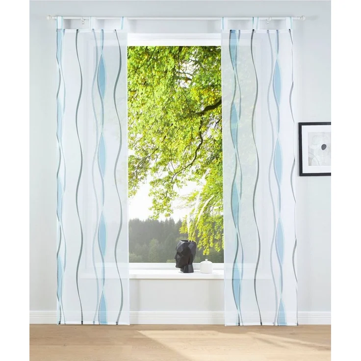 OTTO home Schiebegardine Dimona (2 St), Schlaufen, transparent, Voile, 2er-Set, Fertiggardine, inkl. Beschwerungsstange, Wellen – Bild 1