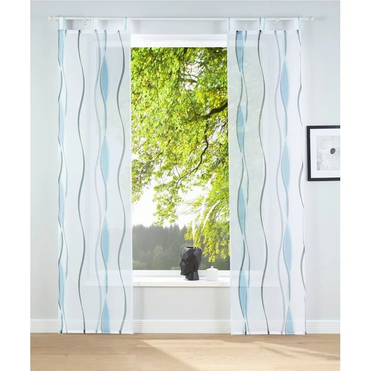OTTO home Schiebegardine Dimona (2 St), Schlaufen, transparent, Voile, 2er-Set, Fertiggardine, inkl. Beschwerungsstange, Wellen