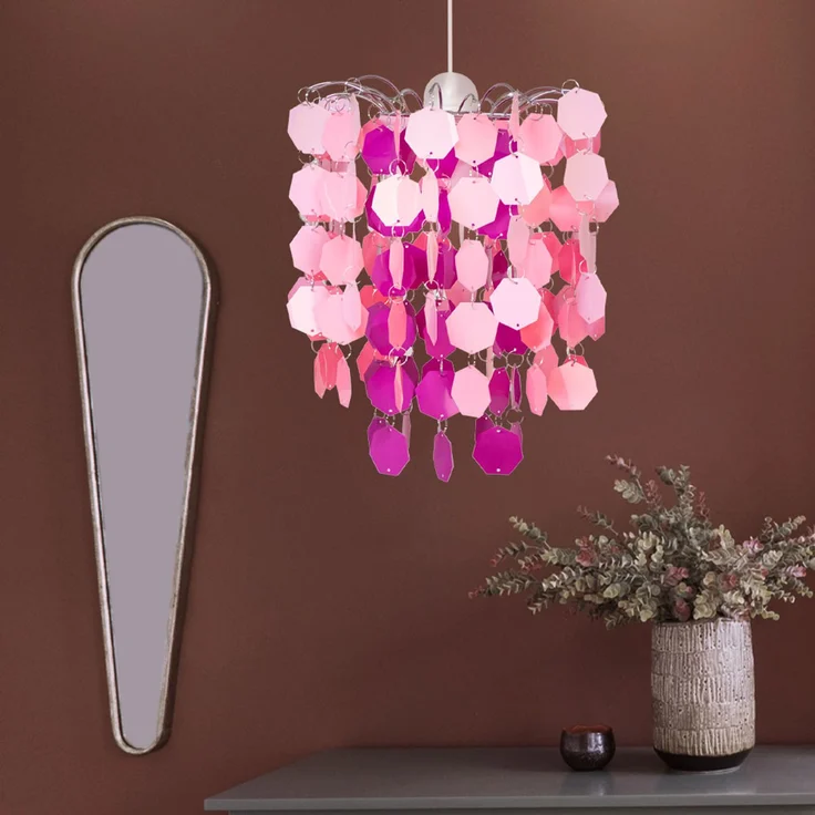 RGB LED Hängeleuchte, rosa-pink, App- und Sprachsteuerung, 32 cm – Bild 10