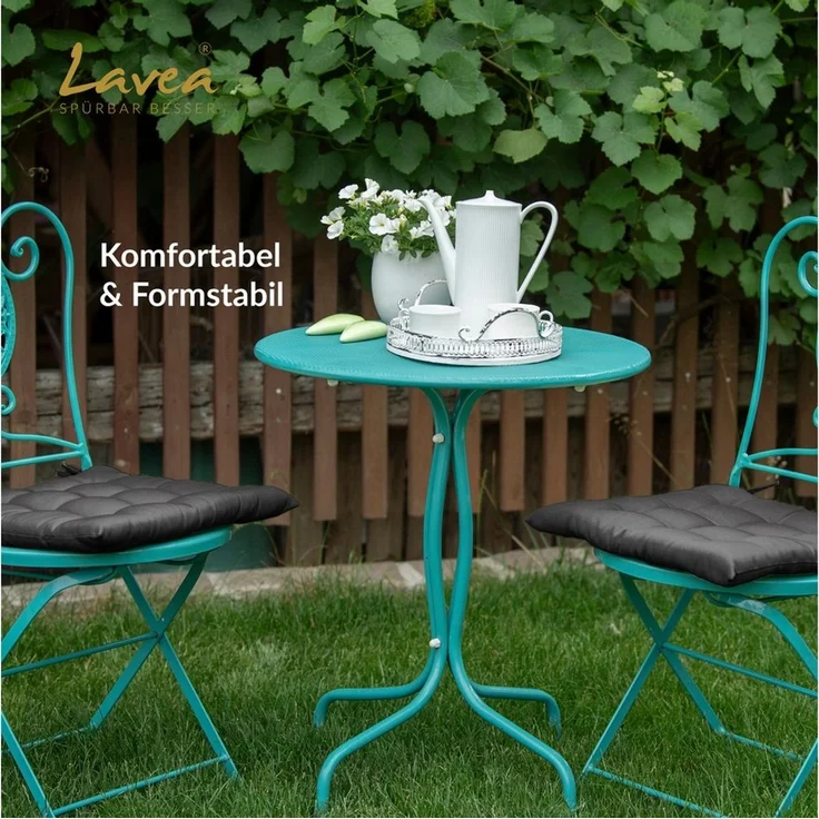 Lavea Stuhlkissen Lavea® Sitzkissen & Stuhlkissen 40x40 cm – 4er/8er Set, 40x40x3 cm, mit Stoffbändern, Indoor & Outdoor, für Garten & Balkon – Bild 2