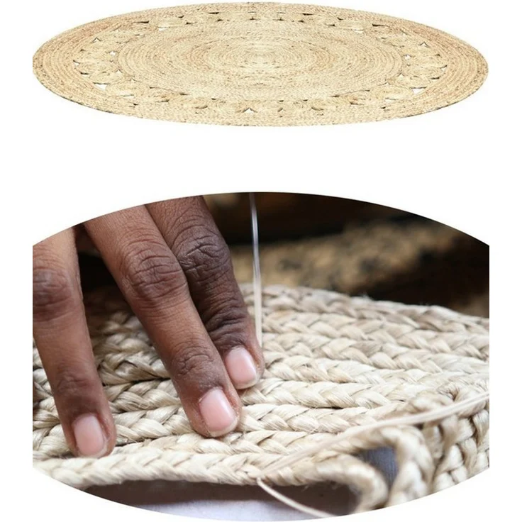 Marrakesch Orient & Mediterran Interior Teppich Runder Jute-Teppich Jemina handgemacht aus Jute in Natur-Beige 120 cm, Höhe: 1 mm, Handarbeit – Bild 2