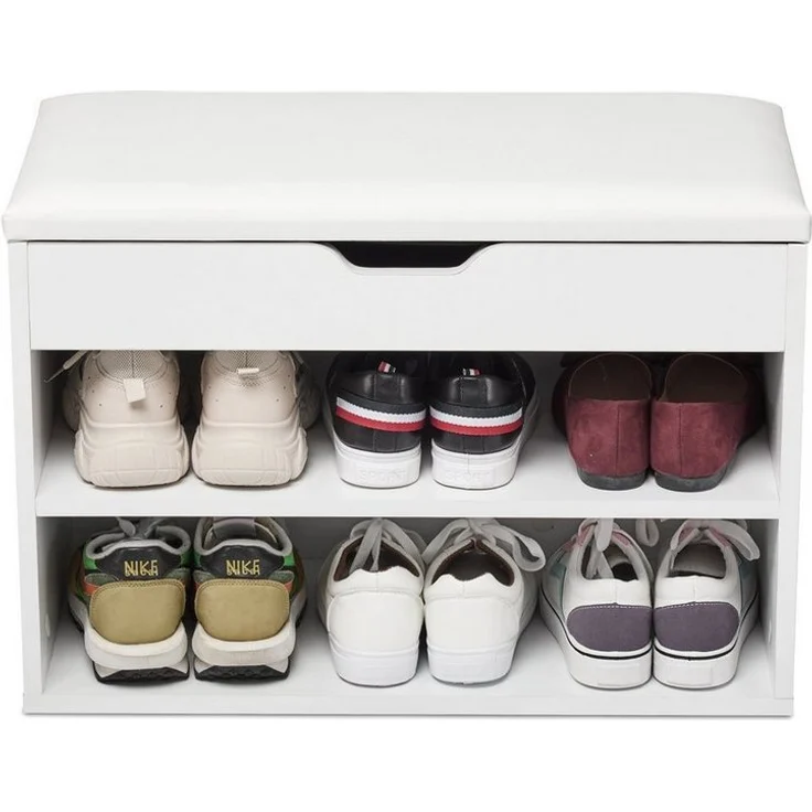 Mondeer Schuhbank Schuhhocker, Schuhhocker mit Sitzfläche für 8 Paar Schuhe, Weiß – Bild 1