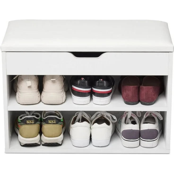 Mondeer Schuhbank Schuhhocker, Schuhhocker mit Sitzfläche für 8 Paar Schuhe, Weiß