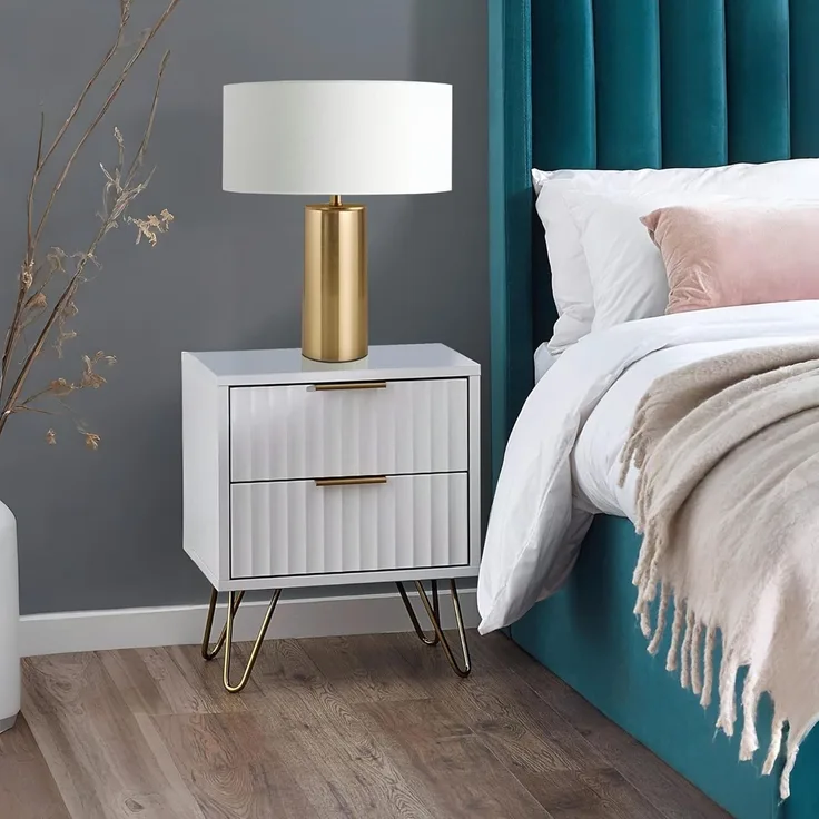 Julian Bowen Murano Nachttisch mit 2 Schubladen, mattweiß