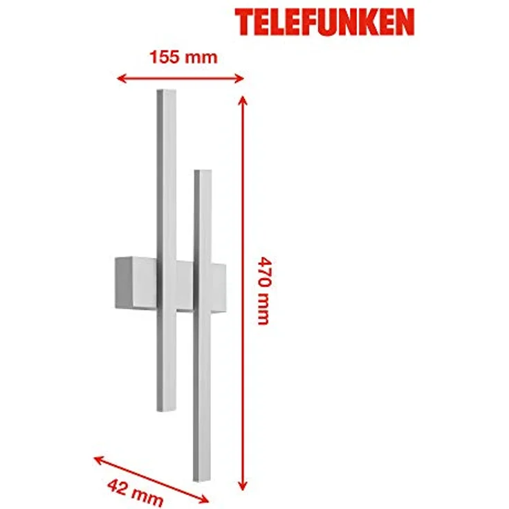 TELEFUNKEN LED Außenwandleuchte Graz, 2-flammig, 8 Watt, 780 Lumen, 4.000 Kelvin, IP44, Silber, 470x155x42mm – Bild 5