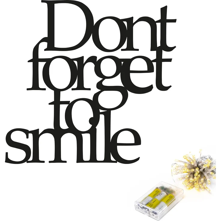 Wallity 'Dont Forget To Smile 183' Dekoratives Wandaccessoire aus Metall, Schwarz, 70 x 67 cm – Bild 5