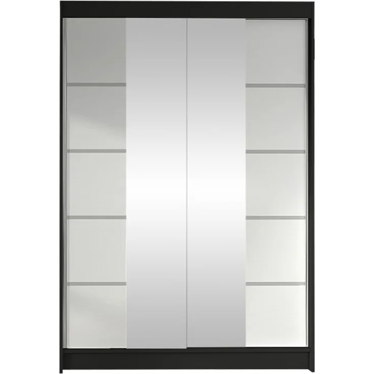 Kleiderschrank Lino V, ohne Beleuchtung, Farbe: Schwarz / Weiß