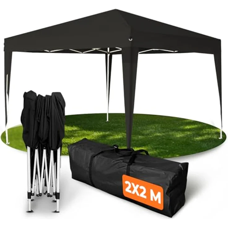 Kronenburg Faltpavillon wasserdicht Dachmaß 2x2 m UV Schutz 50+ Pavillon in Schwarz – Bild 2