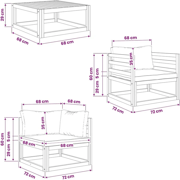 vidaXL 5-teiliges Garten-Lounge-Set Modular Natur Massivholz Akazie 3417223 – Bild 8