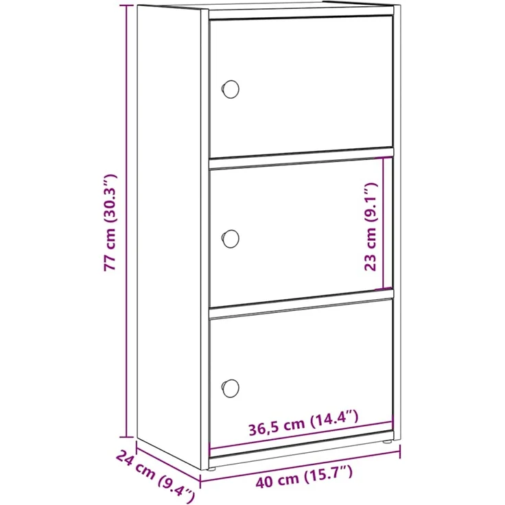 vidaXL Bücherregal Schwarz Eichen-Optik 40x24x77 cm Holzwerkstoff 860365 – Bild 11