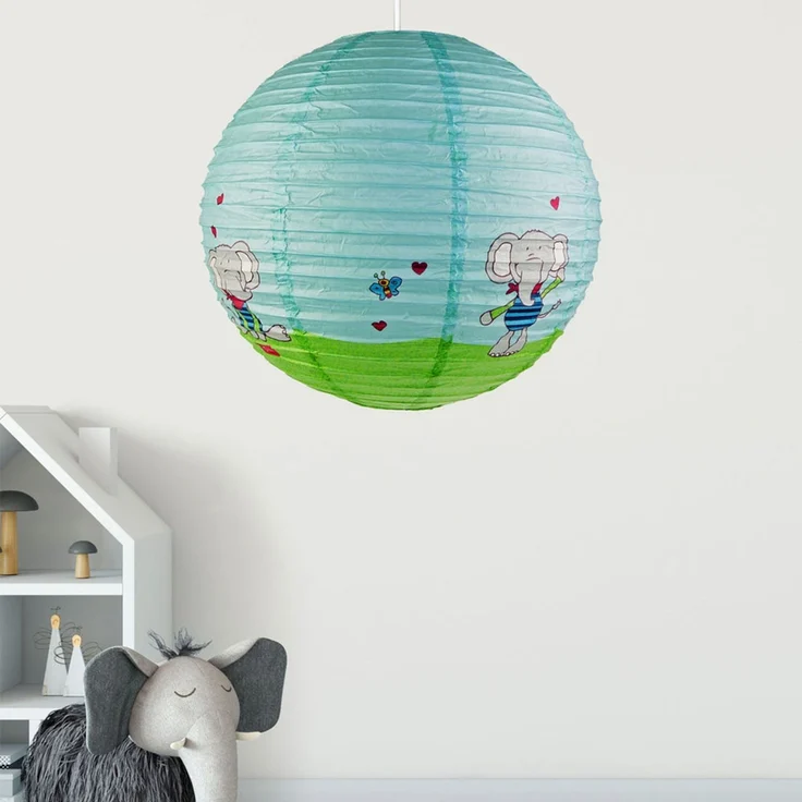 Papier Lampenschirm fürs Kinderzimmer mit fröhlichem Elefanten Motiv Ø 40cm – Bild 2