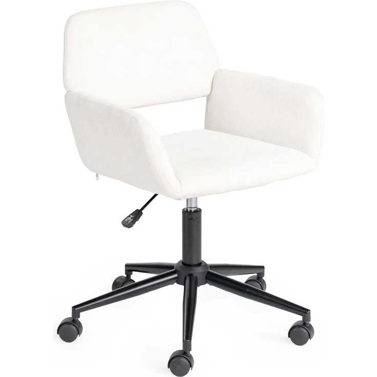 FurnitureR Beige Lounge-Stuhl mit Chenille-Polsterung, Moderne Design, Höhenverstellbarer Sitz, Stabiler Metallrahmen, Ideal für Zuhause und Büro – Bild 4