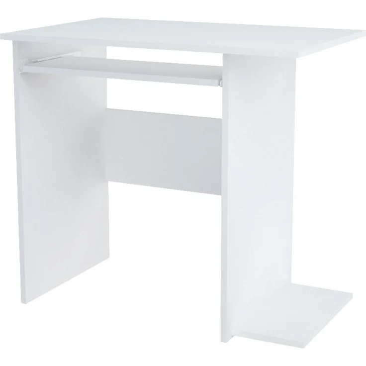 Home Collective Schreibtisch mit Regalen – 74 x 80 x 50 cm stabil Computertisch (Matte Oberfläche Schreibtisch – Aus laminierter Platte gefertigt), mit Metallrollenführungen mit Auszugssperre, Weiß – Bild 4