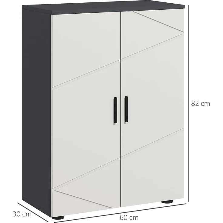 Kleankin Badkommode Badezimmerschrank Beistellschrank mit Doppeltür, Verstellbar Ablagen (Badschrank, 1 St, Aufbewahrungsschrank), für Wohnzimmer 60 x 30 x 82 cm Grau – Bild 3