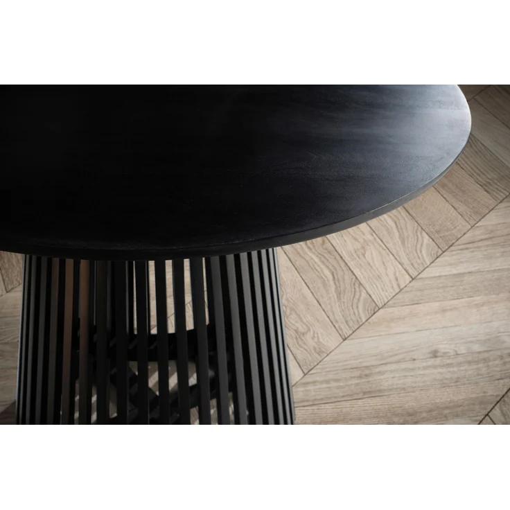 FINEBUY Esstisch FB98620 (120x120x77 cm Mango Massivholz Schwarz Rund), Esszimmertisch Klein, Holztisch Esszimmer Modern – Bild 4
