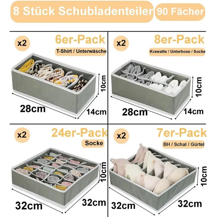 Mutig Aufbewahrungsbox Aufbewahrungsboxen für Unterwäsche, 8 Stück Ordnungssystem,Faltbare (Schubladen-Organizer für Kleiderschrank, Stabil Durch,Geruchsfrei, 8 St, Stoffbox,passgenau,Stabiler Boden,Schubladen Ordnungssystem), Aufbewahrungsbox für BHS,...