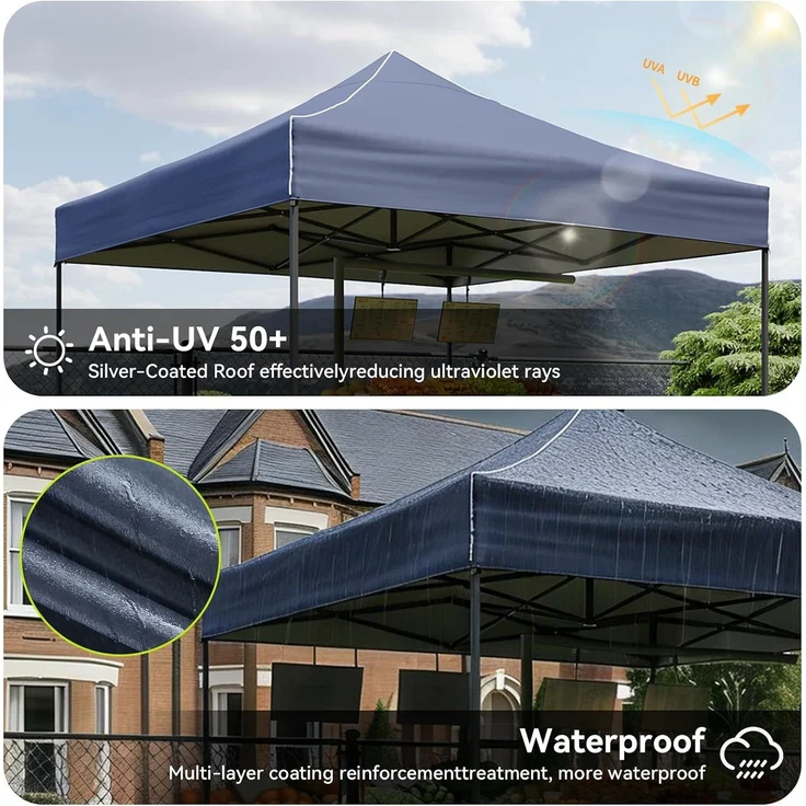 Aoxun Faltpavillon 3x3m Wasserdicht Stabil, Pop Up Pavillon mit Handtasche, UV-Schutz 50+ Gartenzelt Inkl. Rolltasche, Sandbags, Partyzelt Fuer Camping, Strand, Hochzeit und Outdoor Shelter, Blau – Bild 3