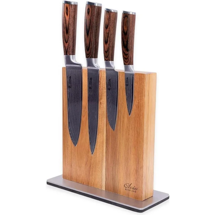 Wakoli Messer-Set Edib 4er Damastmesserset I 8 - 18cm Klinge I mit Messerblock (4er Damastmesser + magn. Messerblock, 5-tlg, 4 Damastmesser + Messerblock) – Bild 5