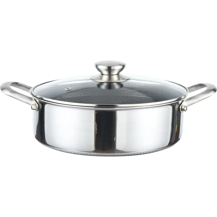 Cheffinger Kochtopf aus Edelstahl 18/10 Wabenstruktur Induktion Ø24cm Topf Pfanne